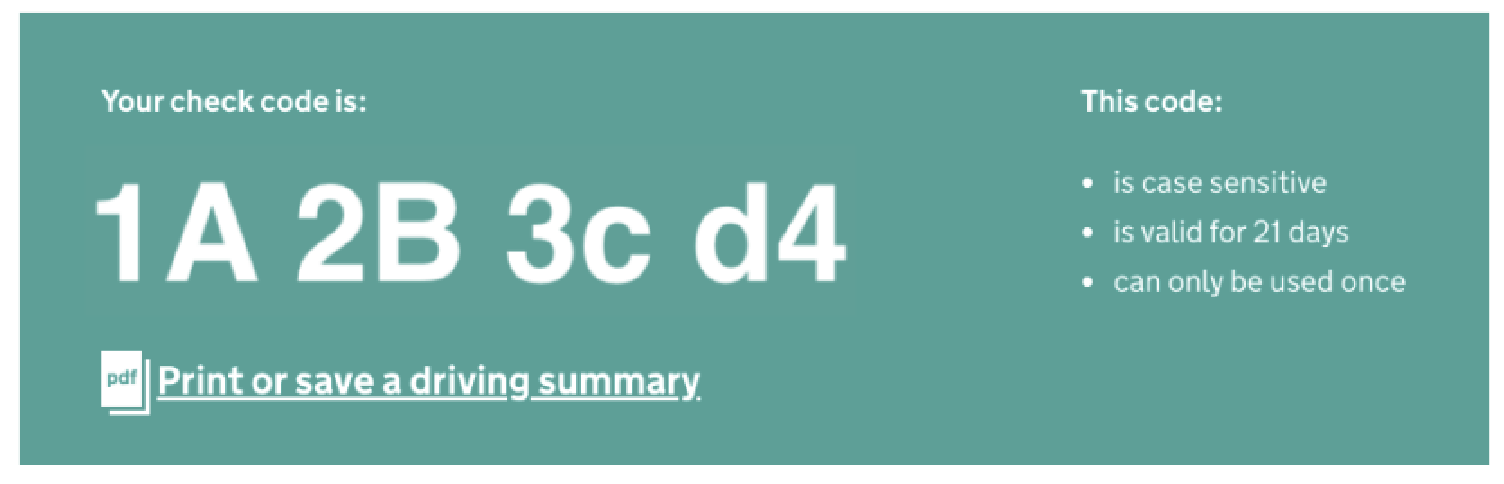 DVLA Check Code