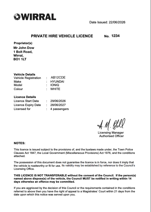 Wirral PHV