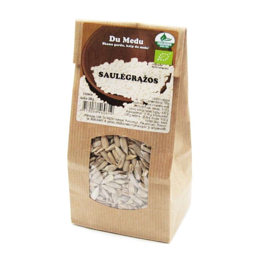 Ekologiškos lukštentos saulėgrąžos, Du Medu 200 gr.