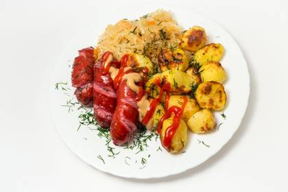 Grill Sausages with Fried Cabbage