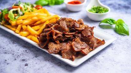 Beef Kebab With Fries and salad