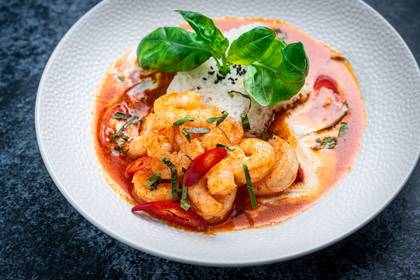 37. Panang king prawn curry