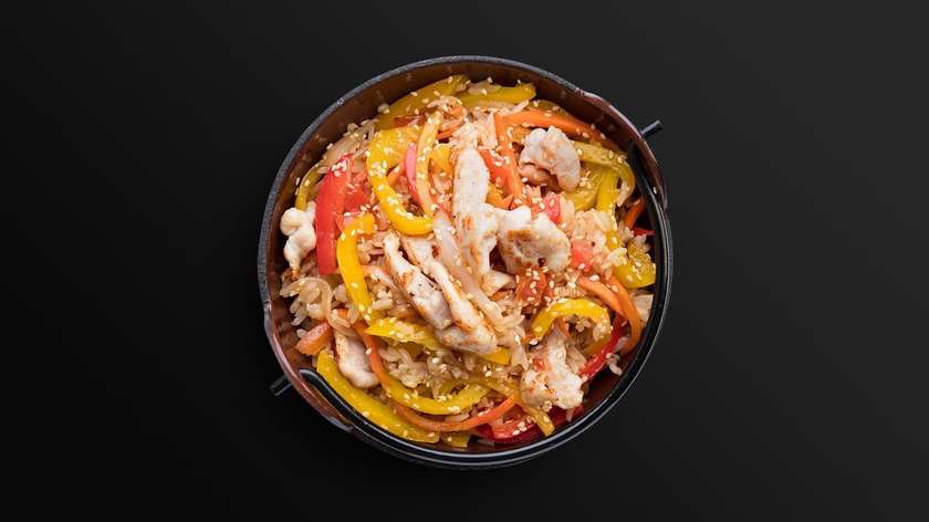 Рис Жареный С Курицей