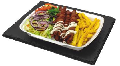 Hot dog sausages on a plate