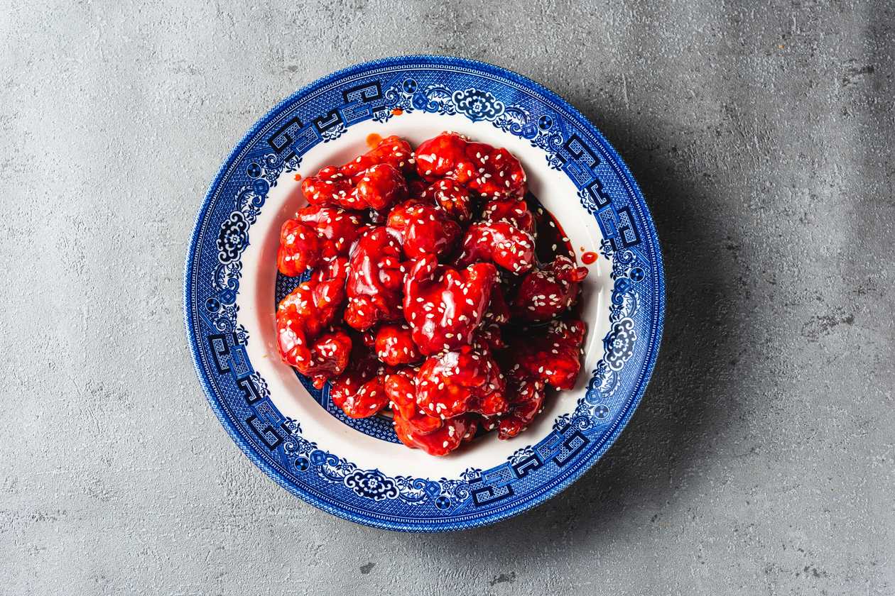 22. Cherry honey chicken (sweet honey sauce with chili)