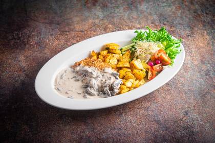 Pork Tenderloin with Mushroom Sauce and Herb Potatoes