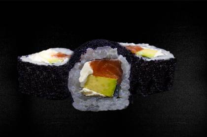 7. Salmon, avocado, black caviar, Philadelphia cheese