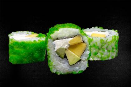 10. Mango, cucumber, avocado, green caviar, Philadelphia cheese