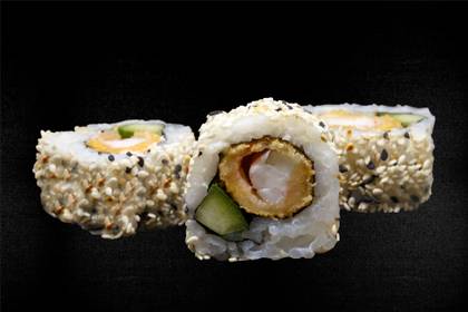 15. Fried shrimp, cucumber, white and black sesame