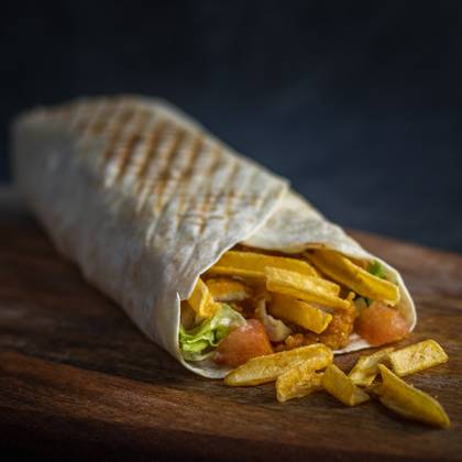 Tortilla with cripsy chicken and STIX