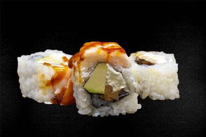 17. Ebi shrimp, cream, eel, avocado, teriyaki sauce