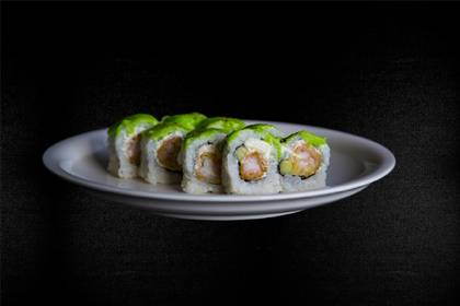 32. Melted cheese, tiger prawns, cucumber, green caviar