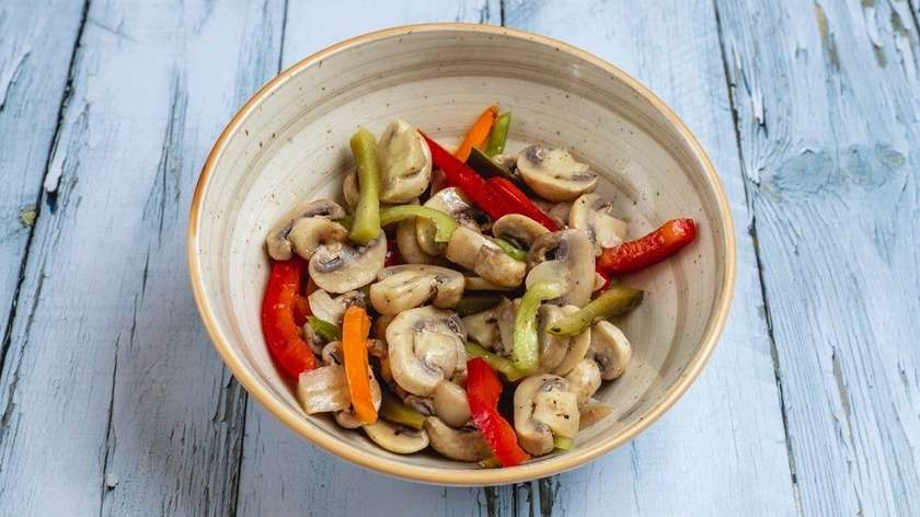 Mushroom Salad Dressed with Oil