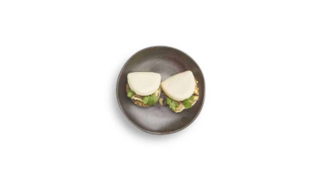 Vegan mixed mushrooms + panko aubergine bao buns (vg)