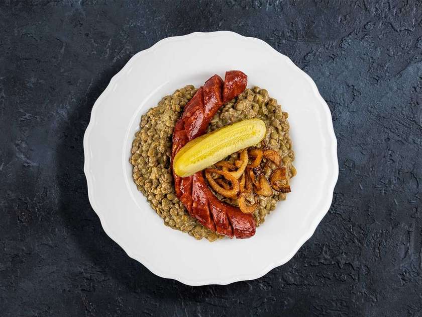 Lentils with sausage