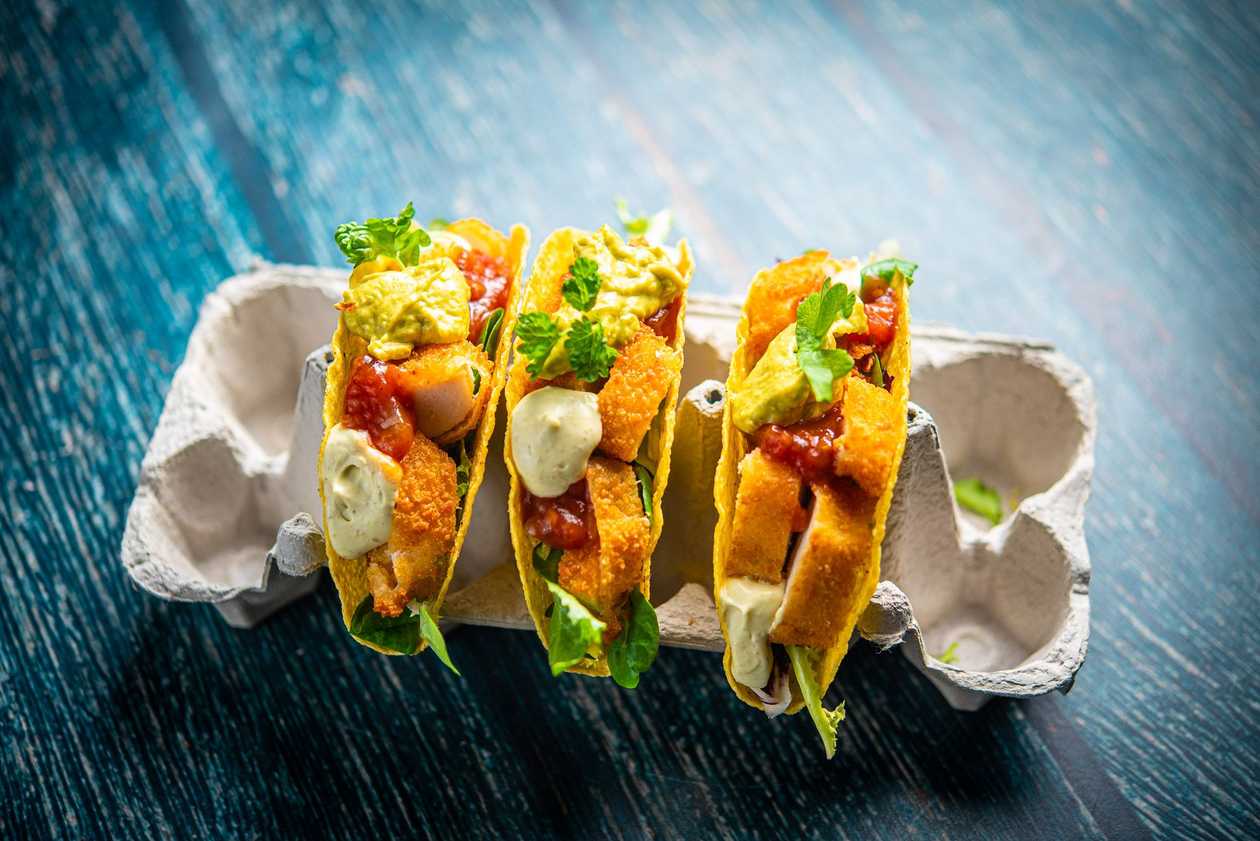 Tacos with Crispy Chicken and Guacamole