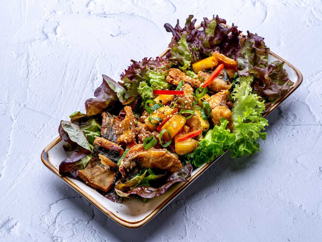 "Pla Sam Ros" fish with 3 flavor sauce ปลาสามรส