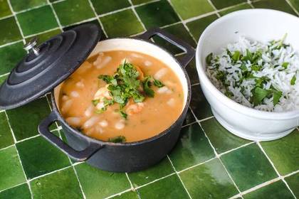 Shrimp Bean Stew with Coriander Rice