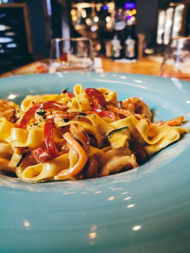 Tagliatelle with wild shrimps and zucchini
