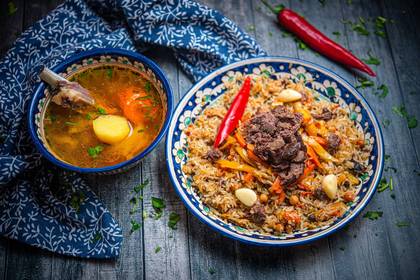 Uzbek Pilaf with Lamb + Shurpa with Lamb