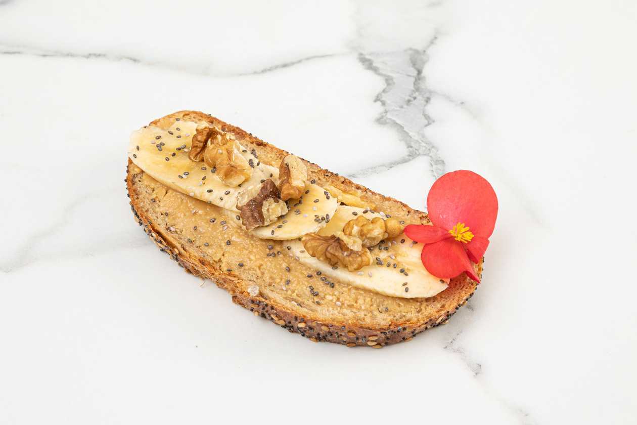 Open-Faced Sandwich With Peanut Butter