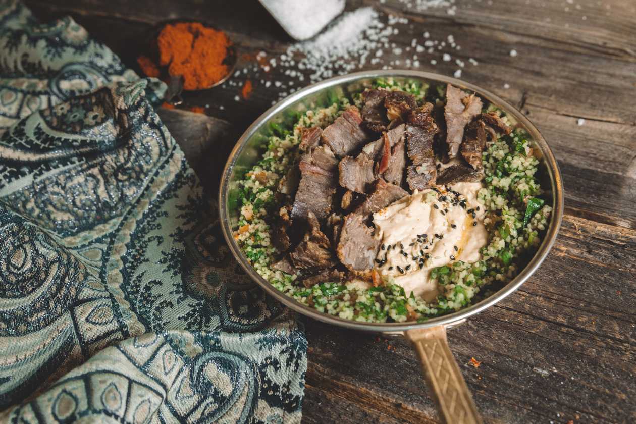 Oriental hummus Angus plate