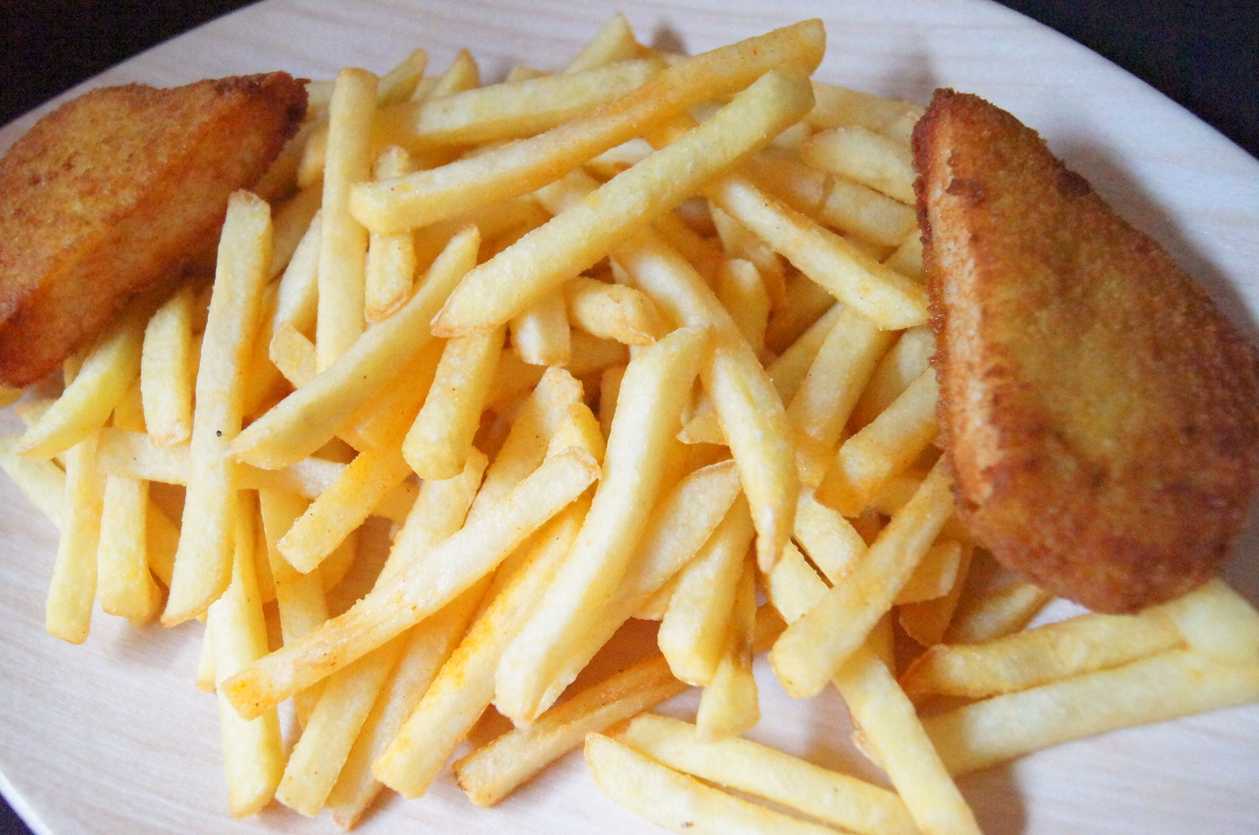 12. French fries with cutlets