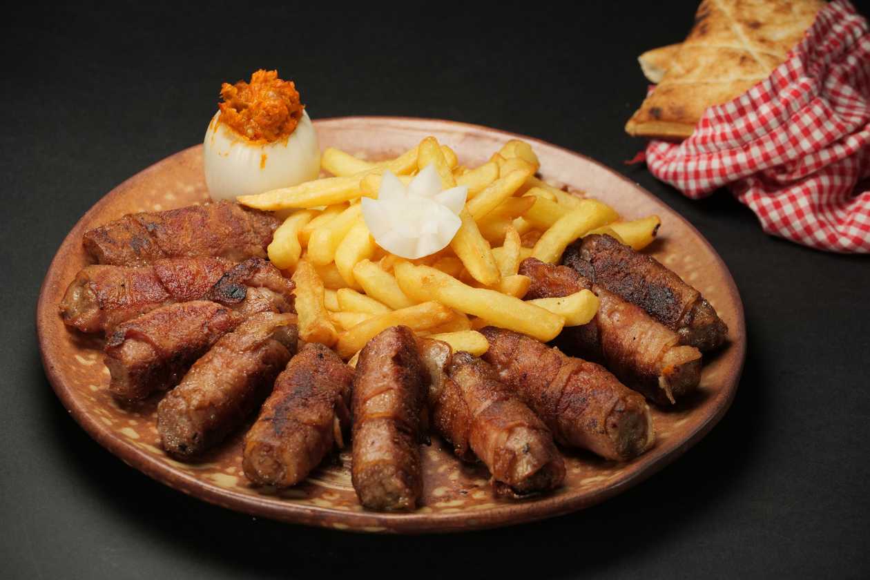 Cevaps wrapped in bacon