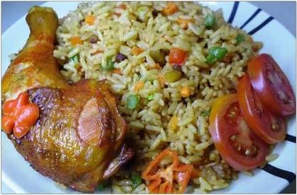 Fried Rice with Fried Chicken and Salad