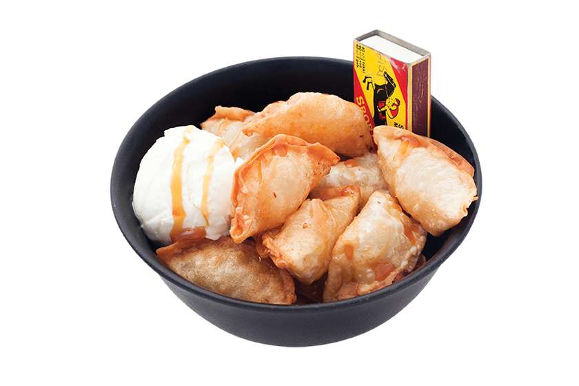 Apple dumplings with ice cream