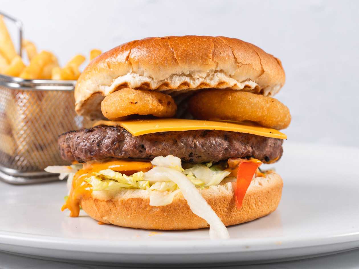 Onion Cheesy Burger & Fries