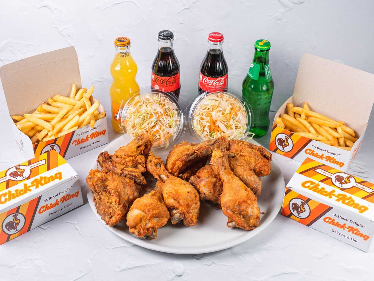 12 Pieces, 4 Soft Drinks or Water, 4 Fries, 2 Colslaw