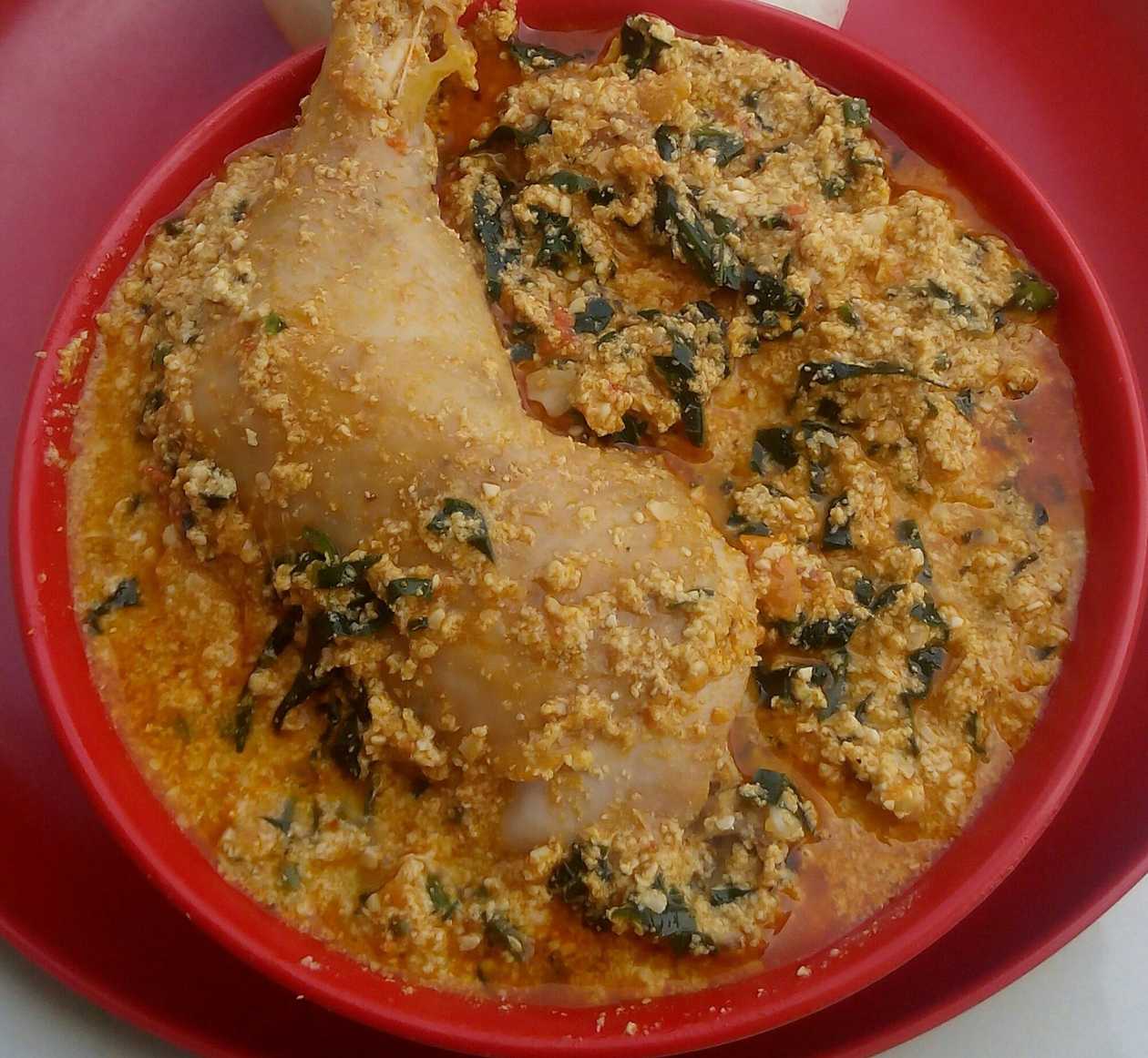 Egusi Soup with {2} 🐔 Chicken Drum-Sticks