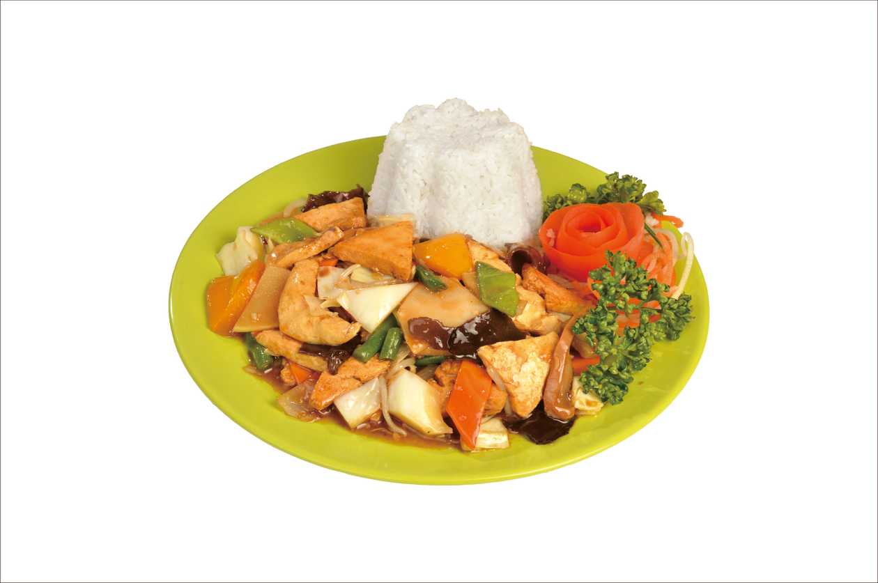 Homemade tofu with vegetables