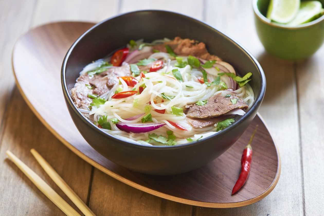 Vietnamese pho soup with meat