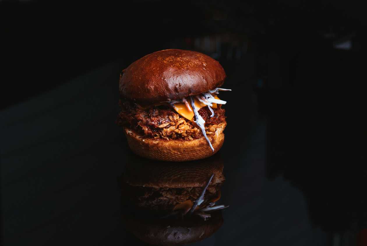 Cherry BBQ pulled pork burger