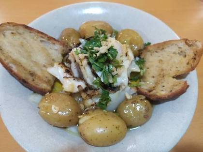 Torricado com bacalhau assado à Casa