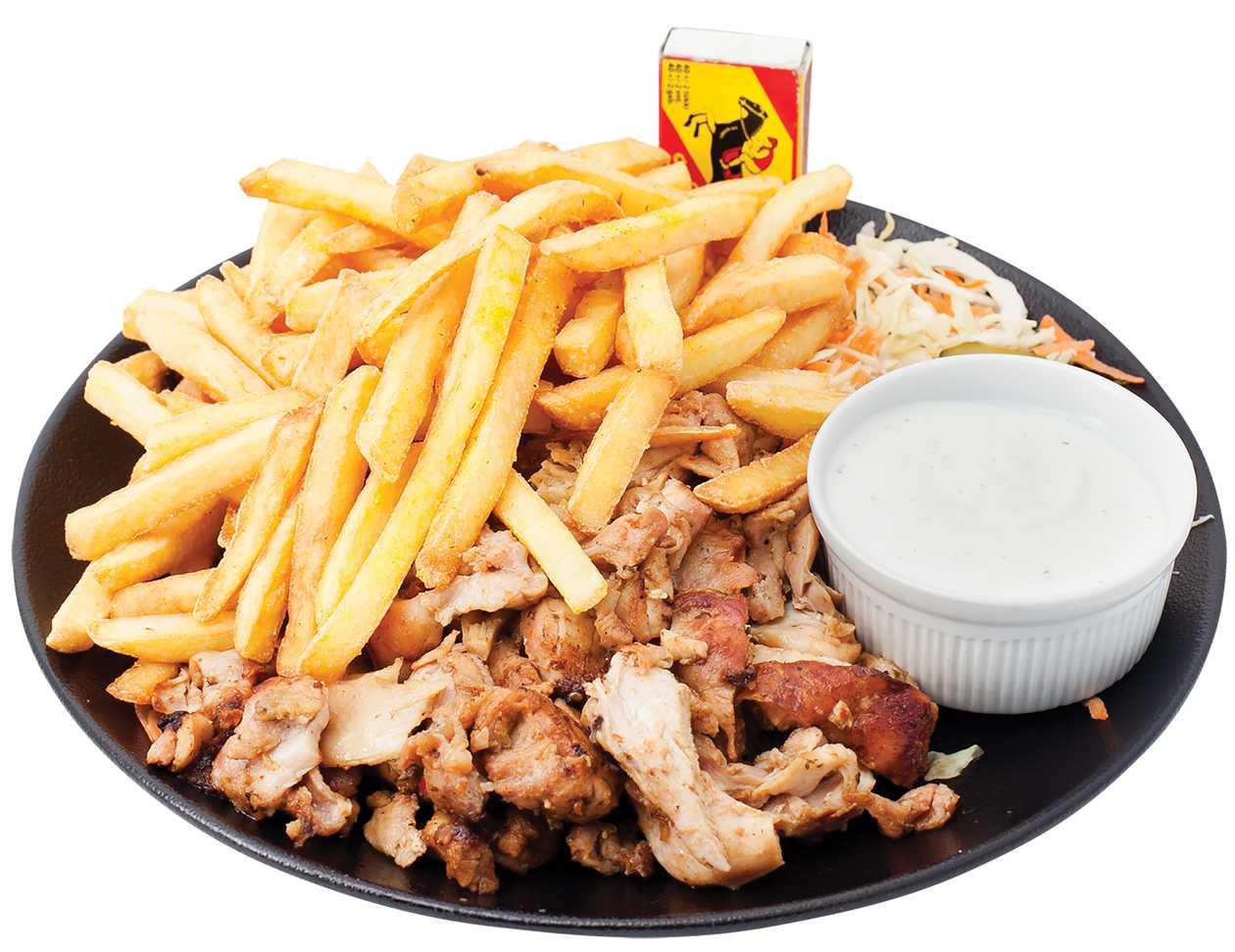 Chicken gyros with french fries or potato wedges