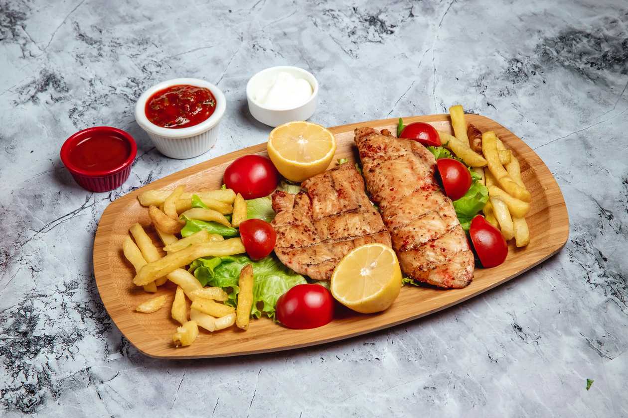 Grilled flank steak + fries