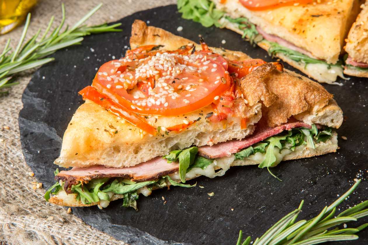 Focaccia with smoked meat