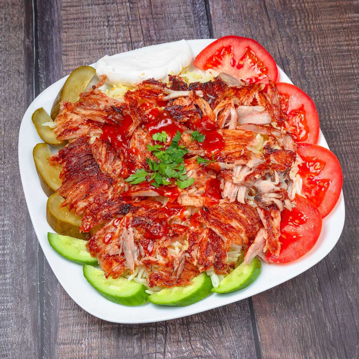 Chicken Doner on Plov