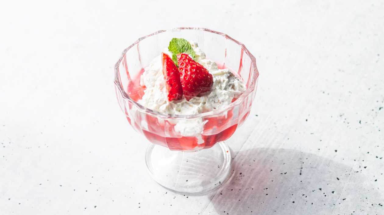 Biscuit cream with seasons berry sauce