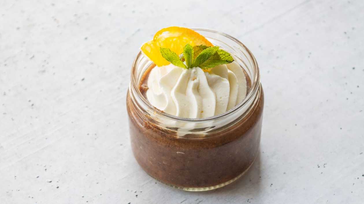 Bread soup with whipped cream