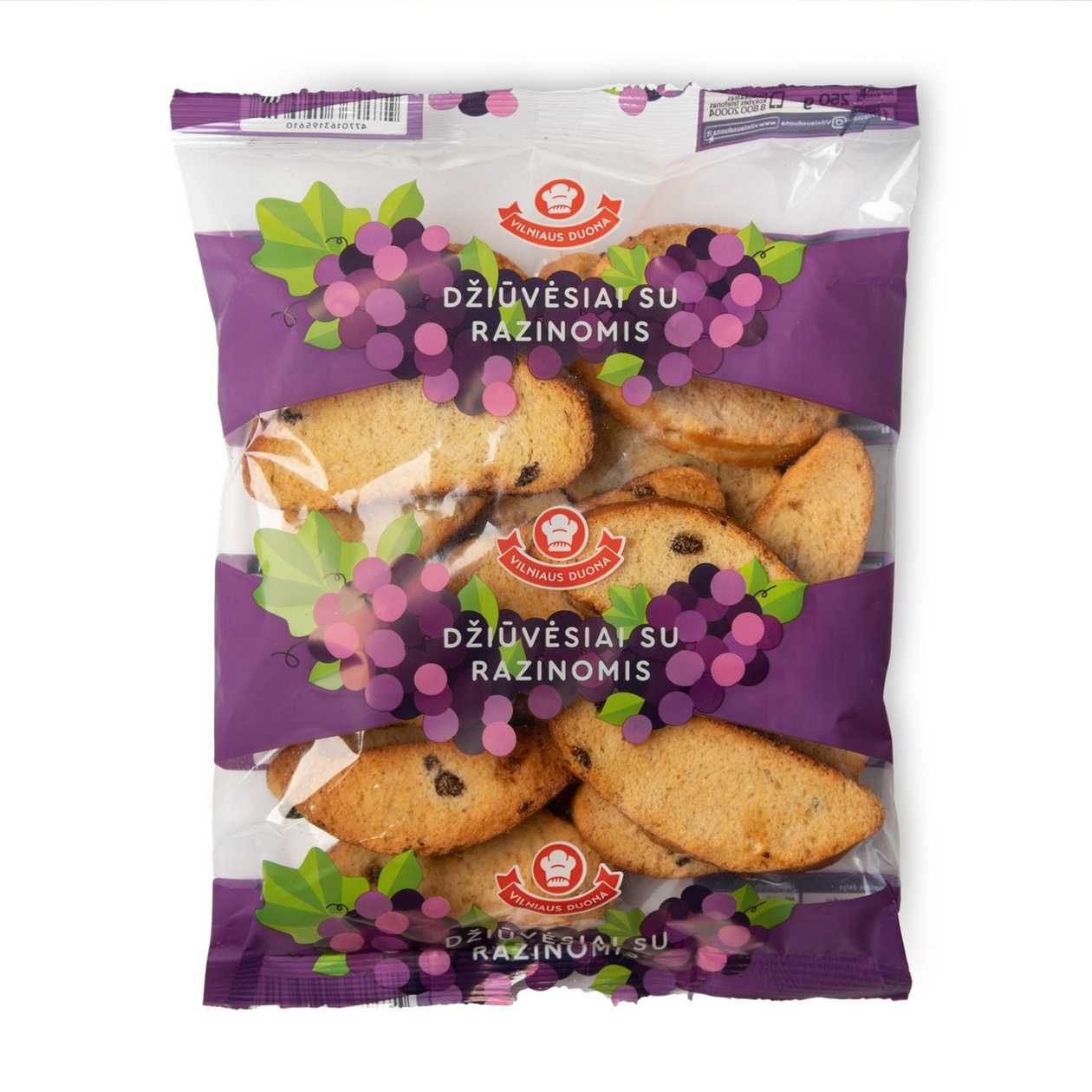 Džiūvėsiai su razinomis VILNIAUS DUONA, 250g (baigiasi galiojimas)