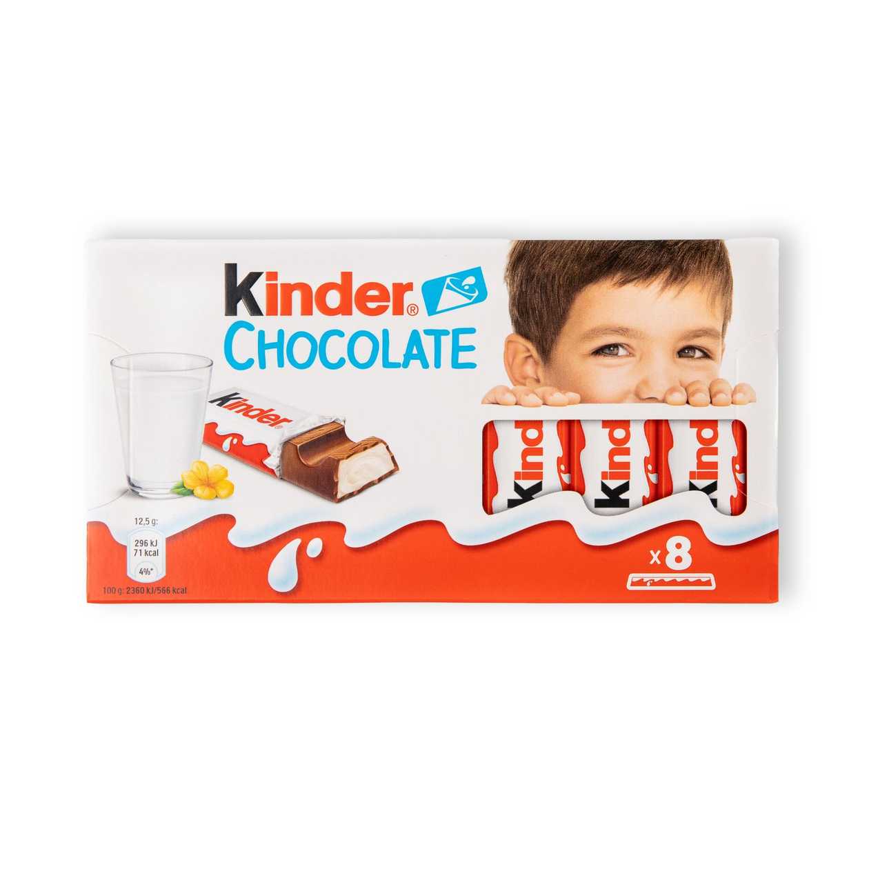 Kinder Chocolate, 8 Batoane de Ciocolata, 100 g