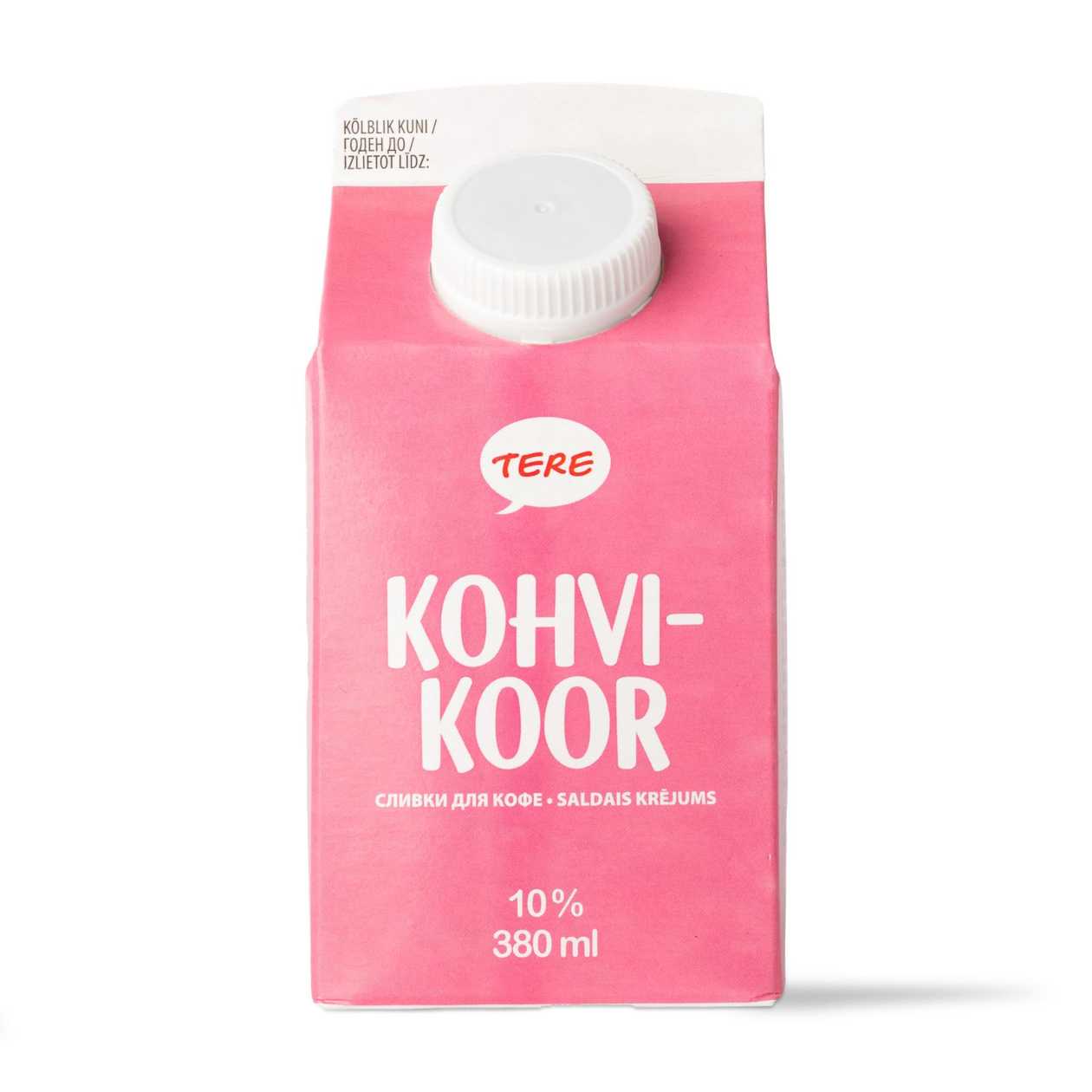 Tere, kohvikoor 10%, 0,38l (aegub peagi)
