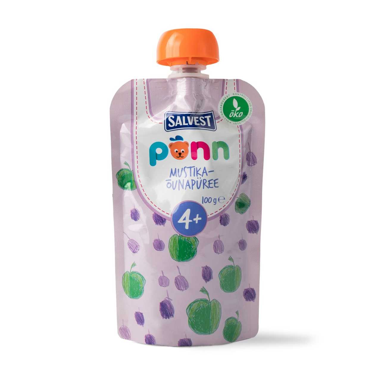 Põnn, Ecological Blueberry-apple Puree, 100g