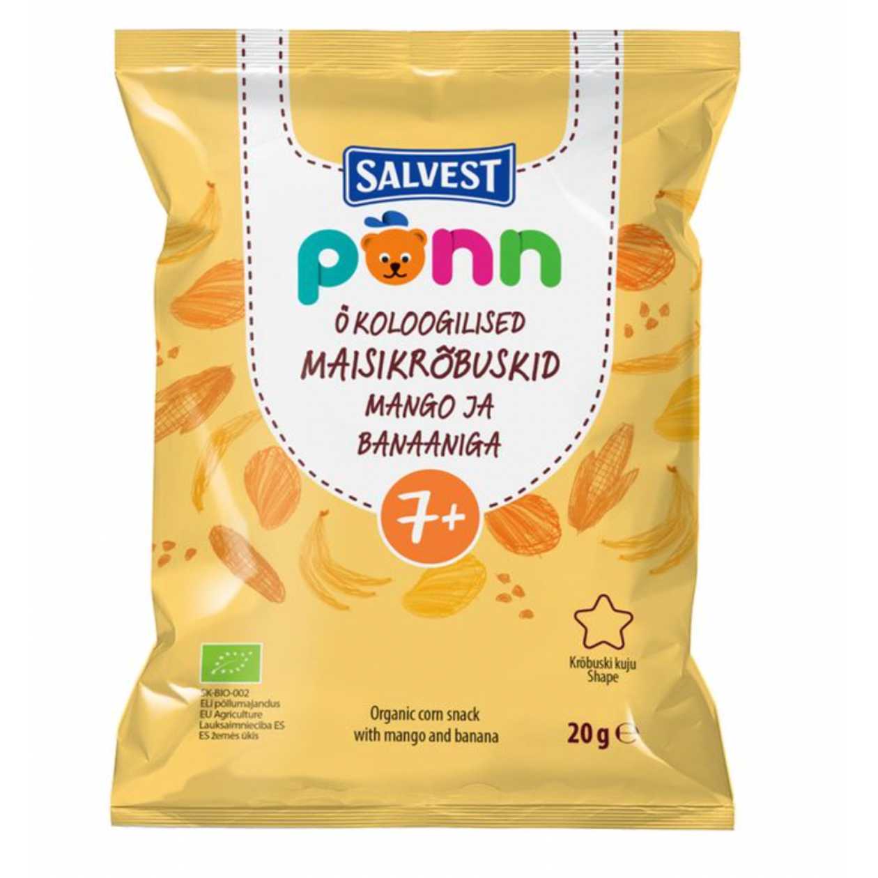 Põnn, Сorn Сrisps with Mango and Banana, 20g