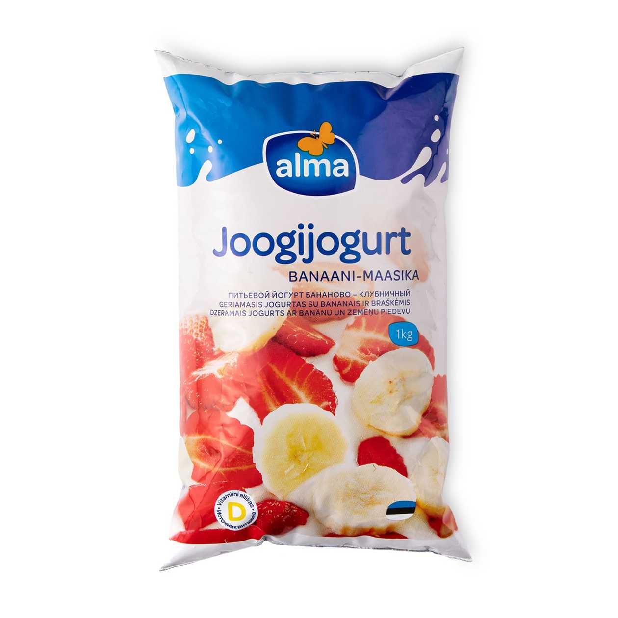 Alma, banaani-maasika joogijogurt, 1kg (aegub peagi)