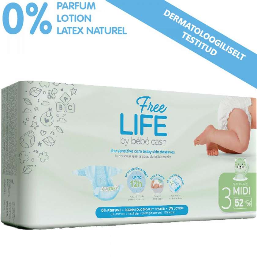 Bebecash lastemähe MIDI nr.3 4-9kg (52 tk)